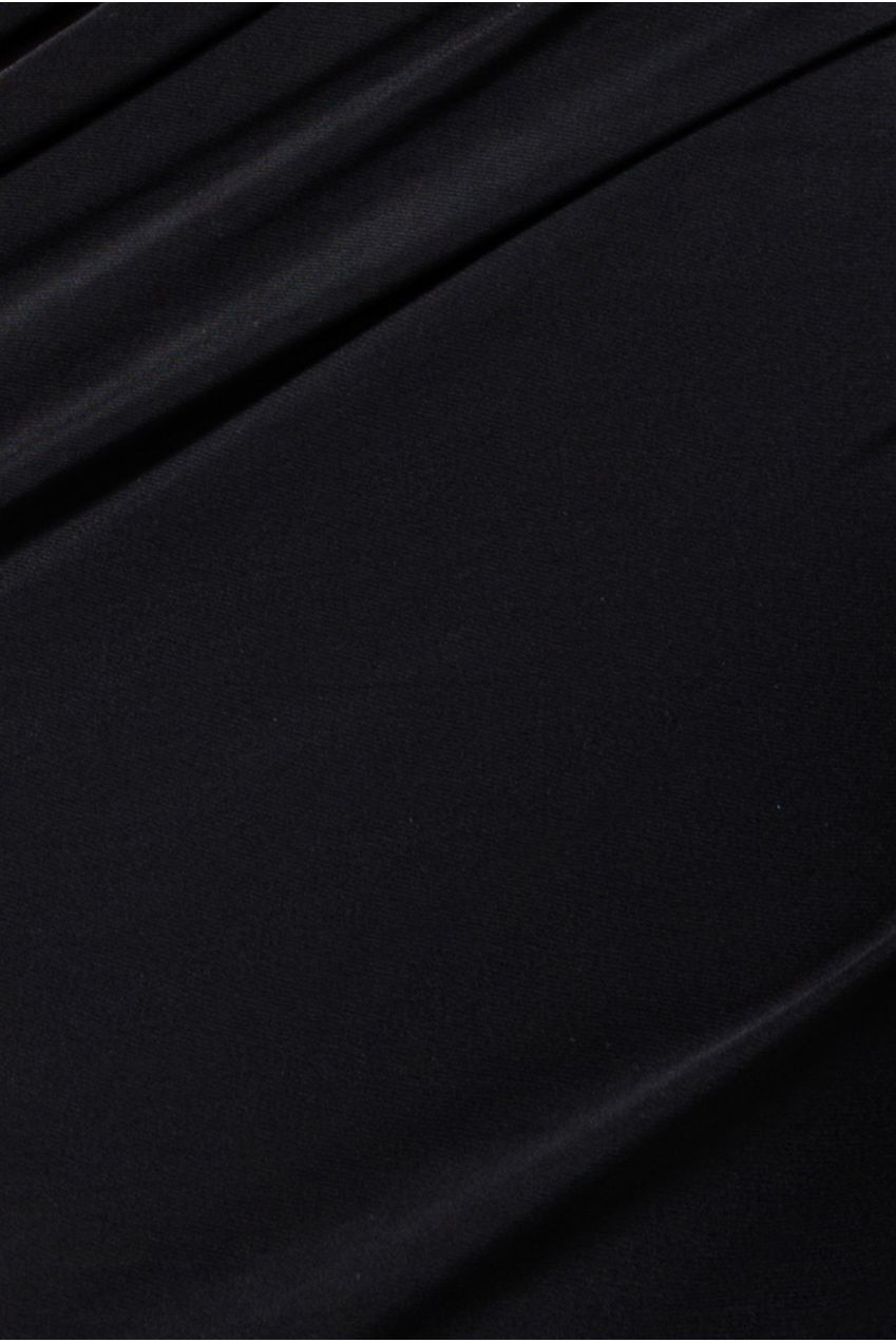 Gathered Cowl Asymmetric Mesh And Soft Touch Maxi Dress - Black DR4800