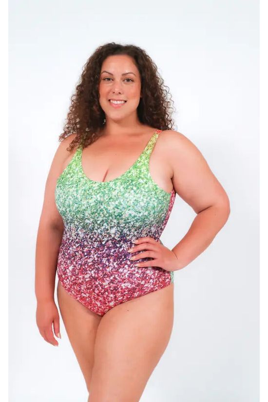 Swimsuit In Rainbow Glitter Print RGPSS23