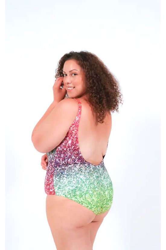 Swimsuit In Rainbow Glitter Print RGPSS23