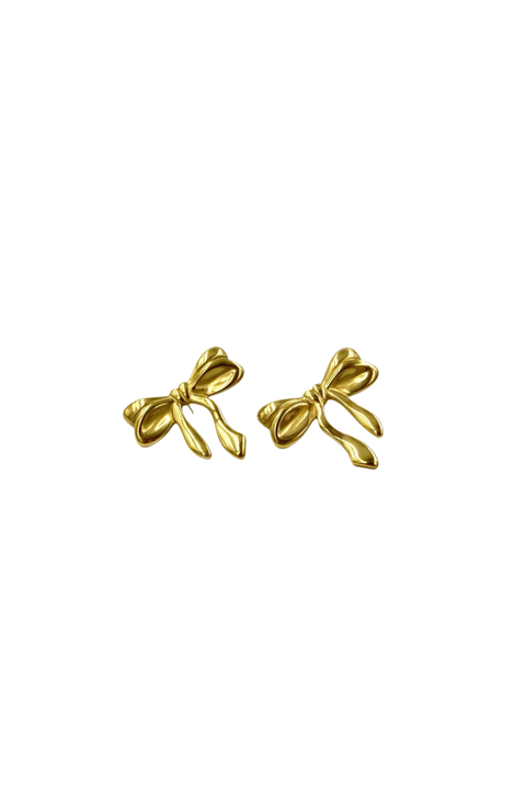 Bow Earring In Gold by Last True Angel
