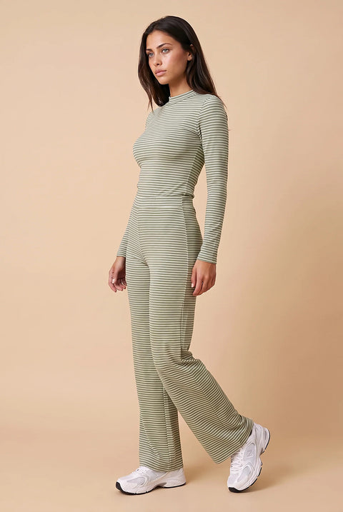 Ribbed Stripe Wide Leg Trouser by Urban Bliss