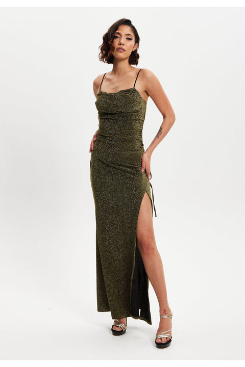 Gold Lurex Maxi Jersey Dress by Liquorish