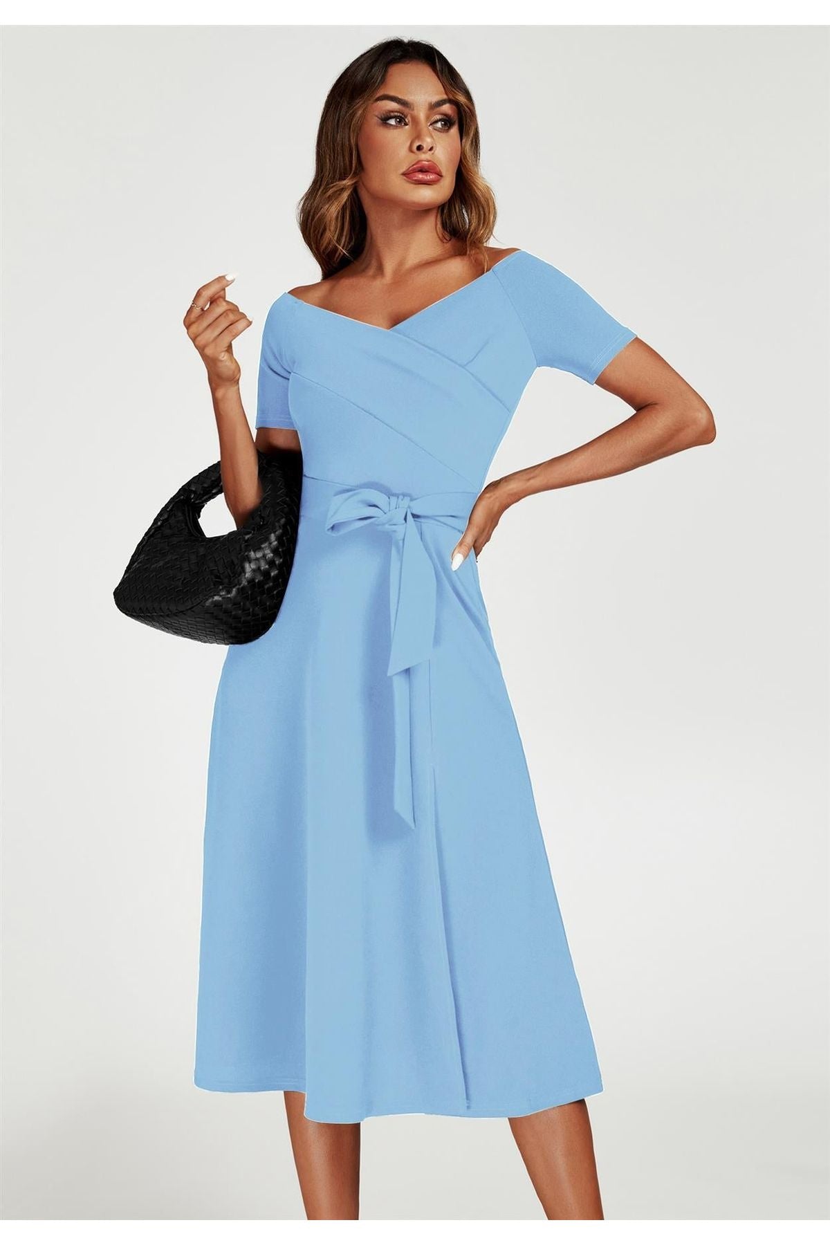 Bardot Midi Dress In Light Blue FS767-LB
