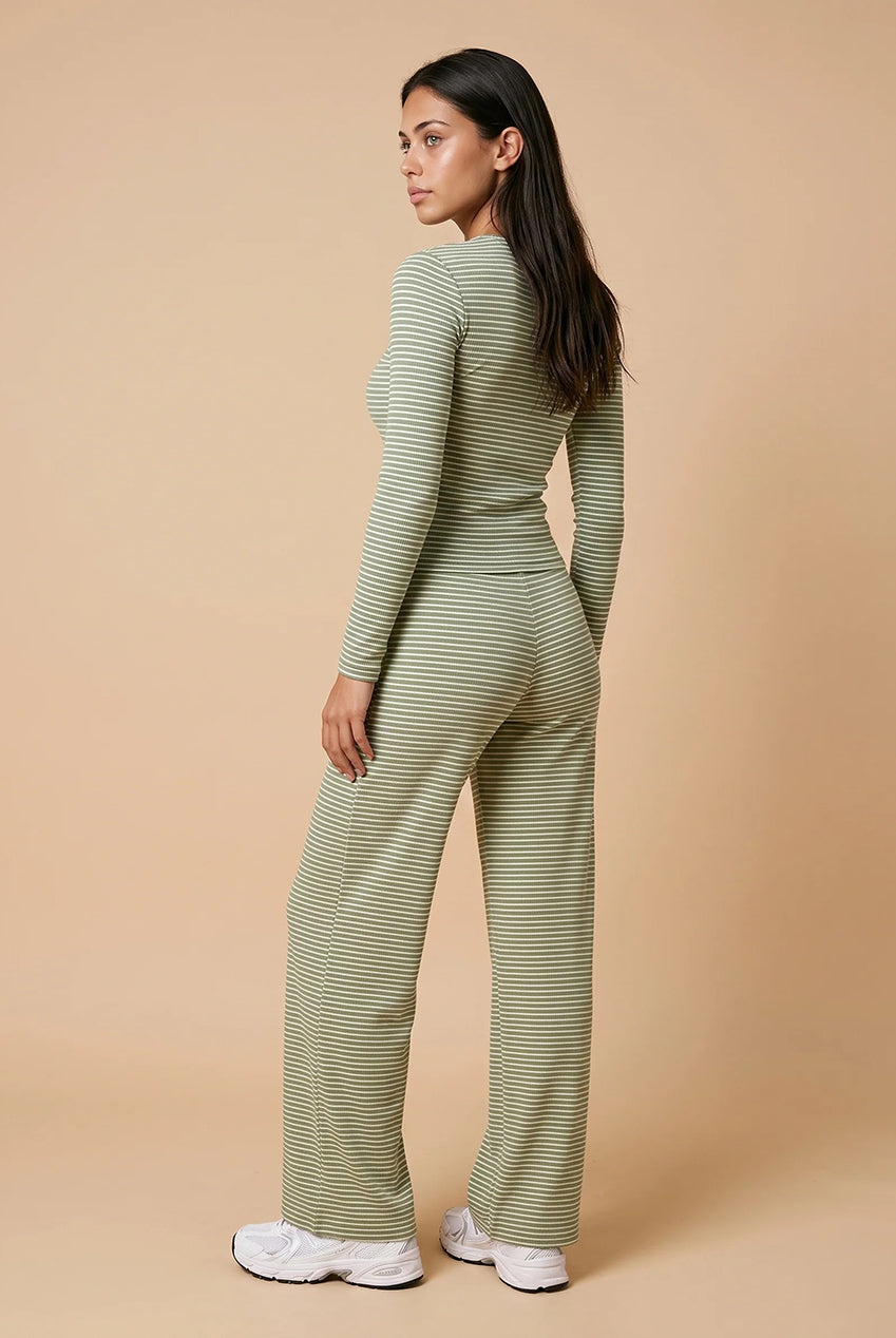 Ribbed Stripe Wide Leg Trouser 40TRS39991