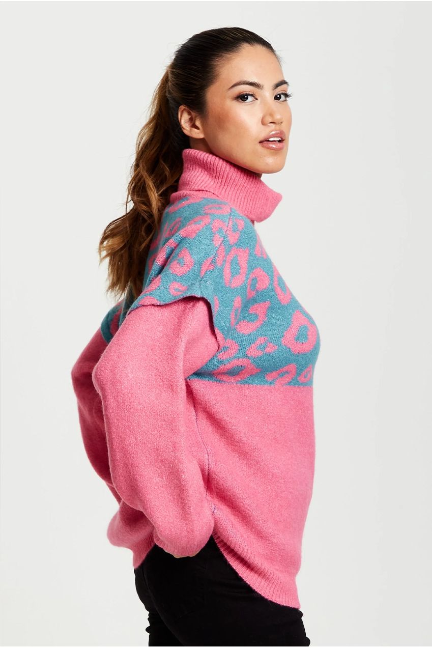 Animal Pattern Roll Neck Jumper A14-LIQ21-175