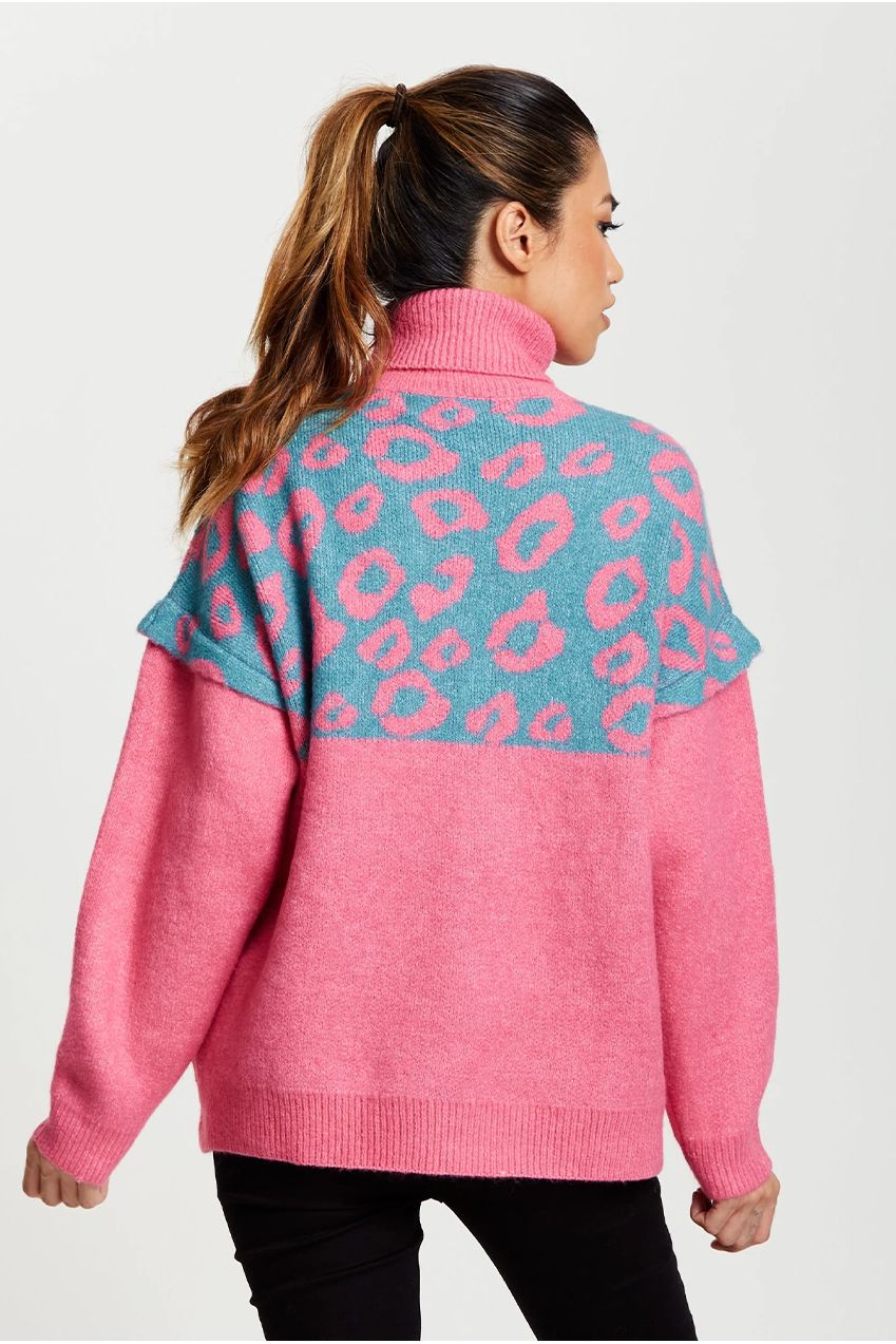 Animal Pattern Roll Neck Jumper A14-LIQ21-175