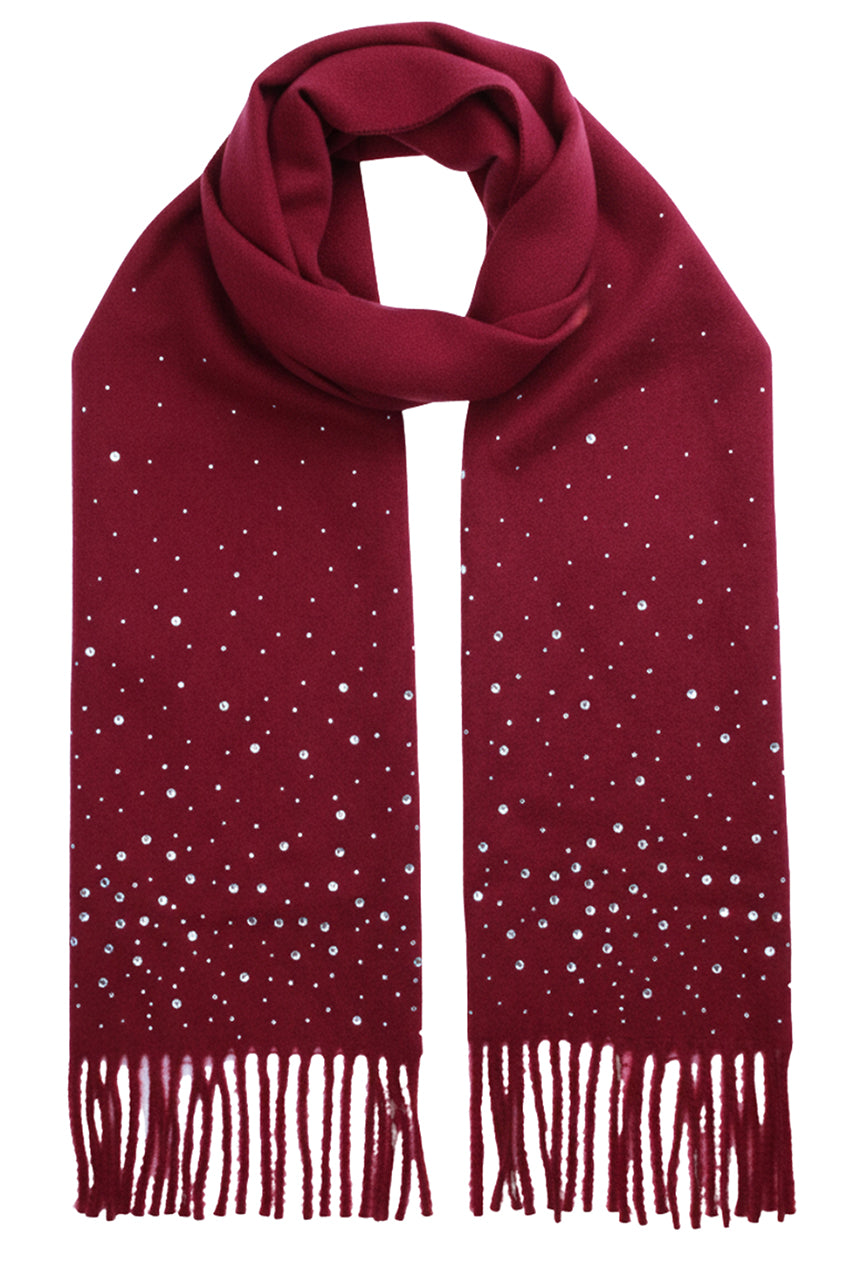Burgundy Ladies Embellished Tassel Scarf AC0006
