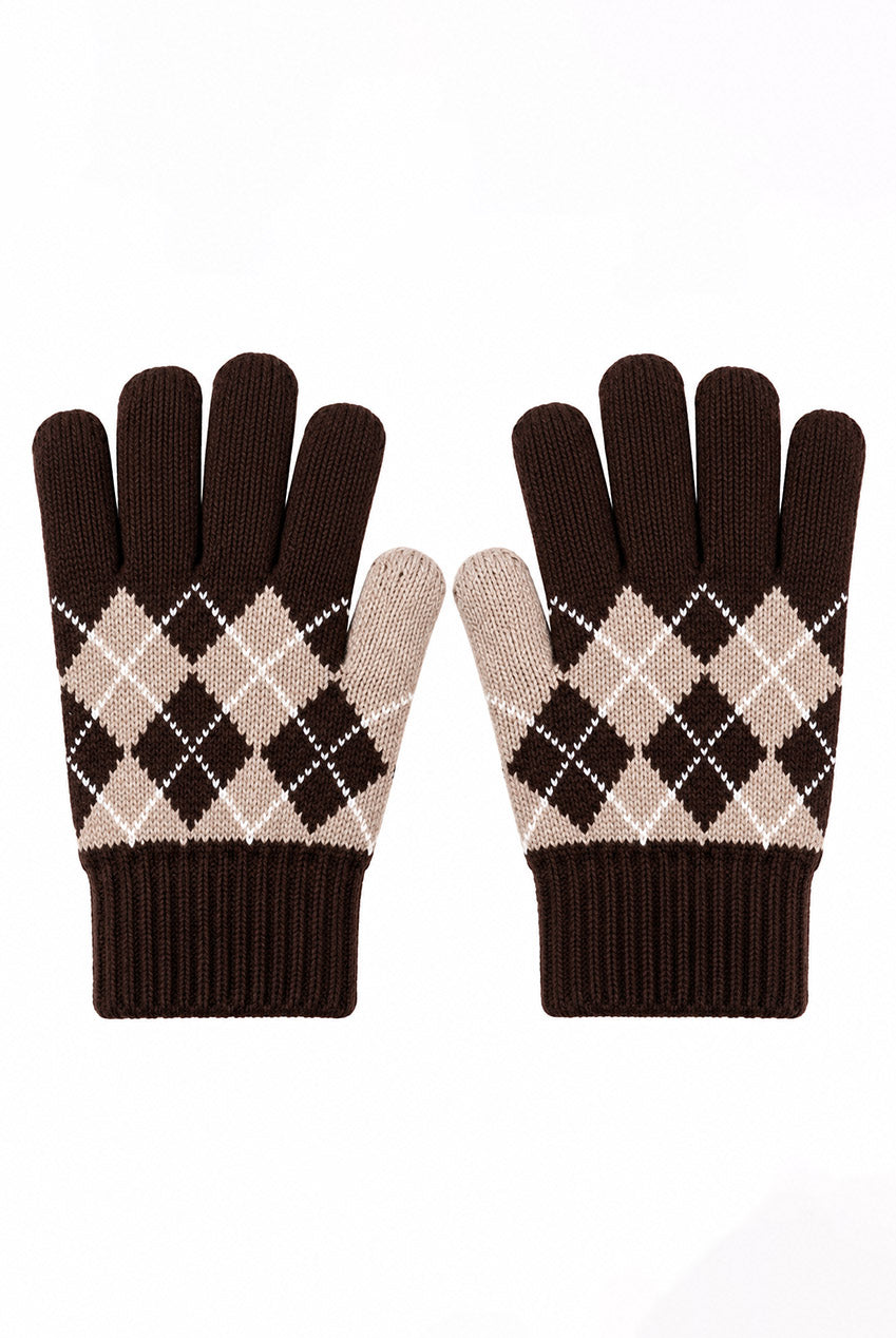 Multi Argyle Print Gloves AC0012