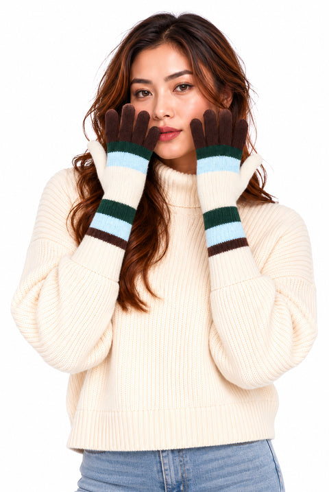 Multi Ladies Longline Striped Gloves by Gini London