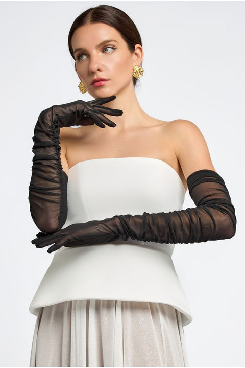 Gathered Stretch Mesh Gloves by Goddiva