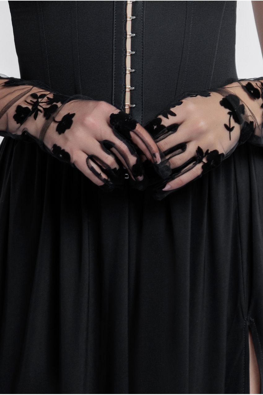 Embroidered Stretch Mesh Gloves AC10