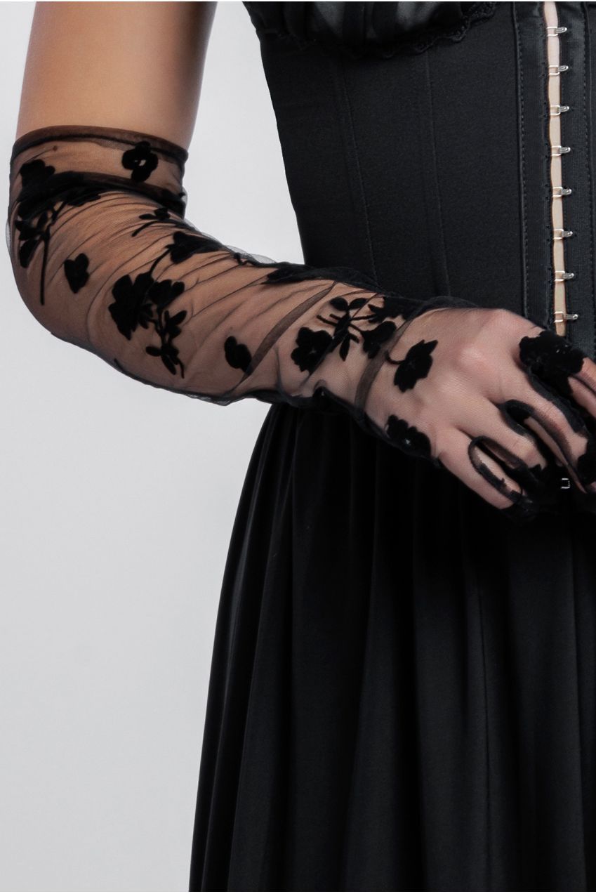 Embroidered Stretch Mesh Gloves AC10