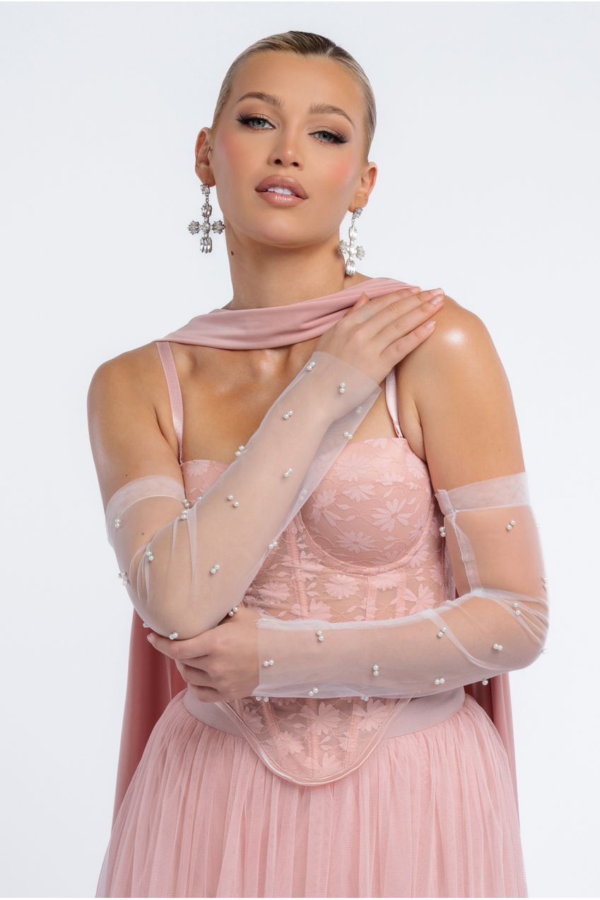 Embellished Fingerless Mesh Gloves AC13