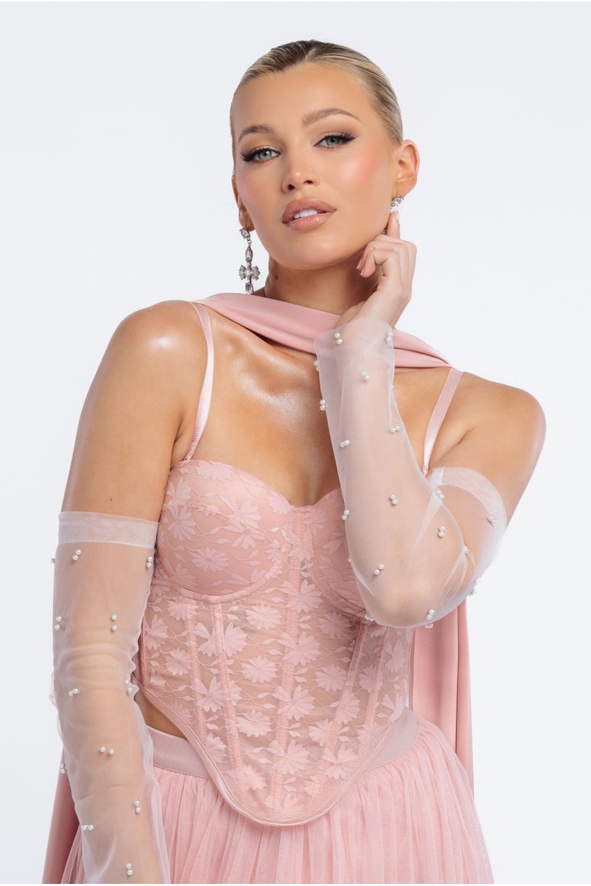 Embellished Fingerless Mesh Gloves AC13