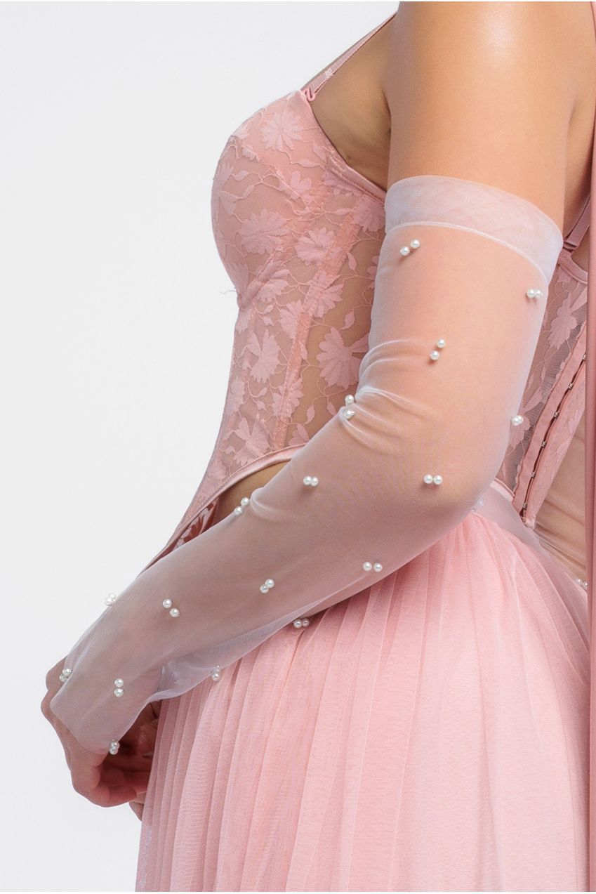 Embellished Fingerless Mesh Gloves AC13