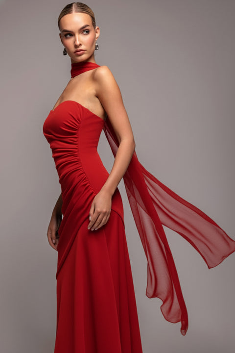 Chiffon Scarf - Red by Goddiva