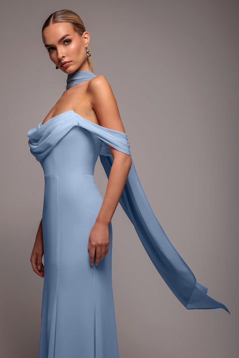 Chiffon Scarf - Dusky Blue by Goddiva