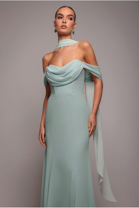 Chiffon Scarf - Sage Green by Goddiva