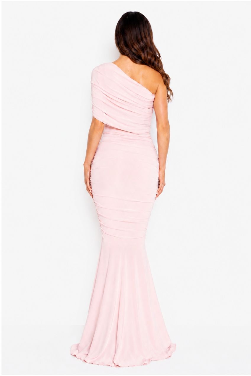 Alice Blush Pink One Shoulder Bridesmaids Occasion Maxi Dress HG-BLUSH-ALICE