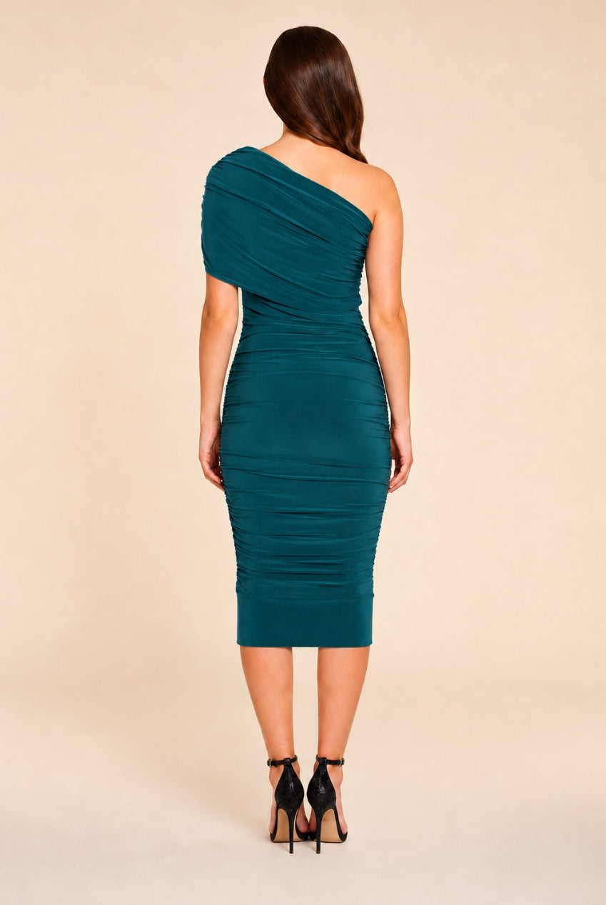 Alice Green One Shoulder Midi Dress HG-ALICE