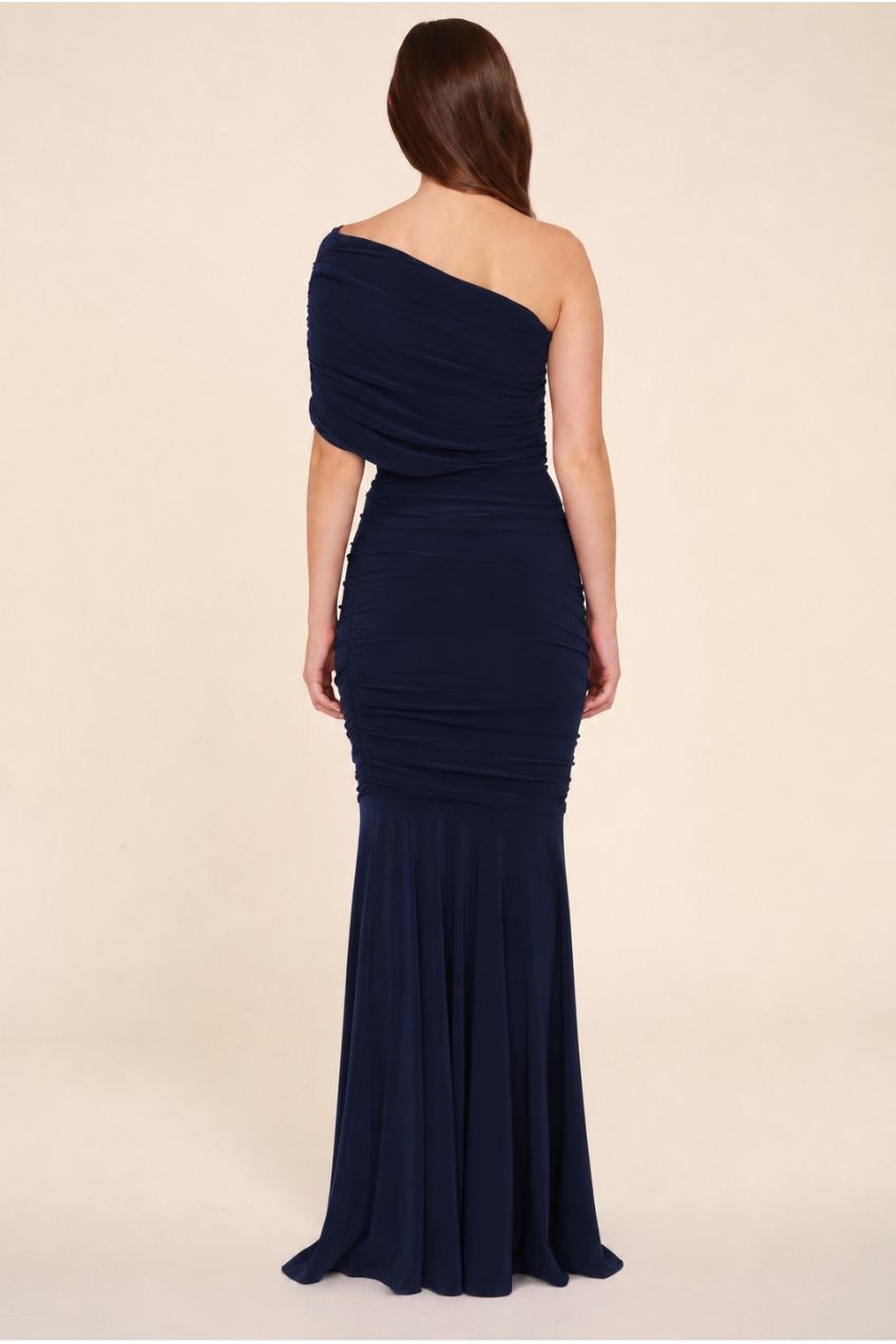 Alice Navy One Shoulder Bridesmaids Occasion Maxi Dress HG-ALICE-BRIDESMAID