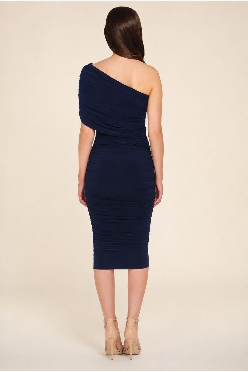 Alice Navy One Shoulder Midi Dress HG_ALICE