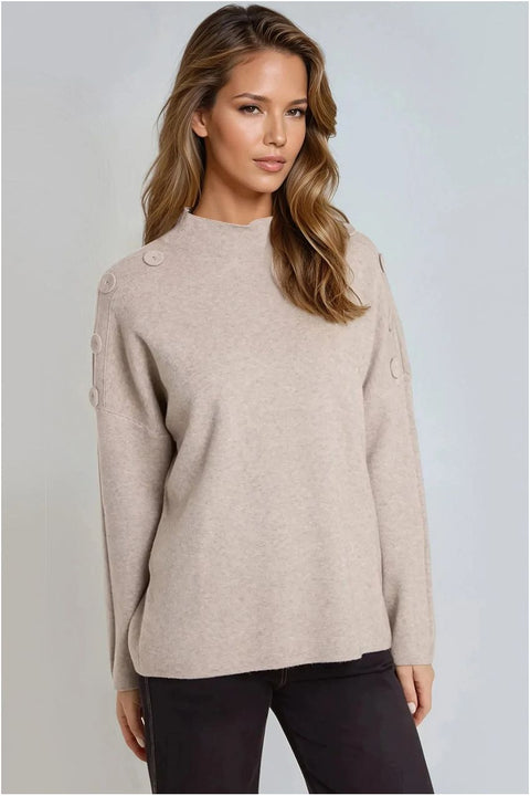 Mocha High Neck Jumper by Aftershock London