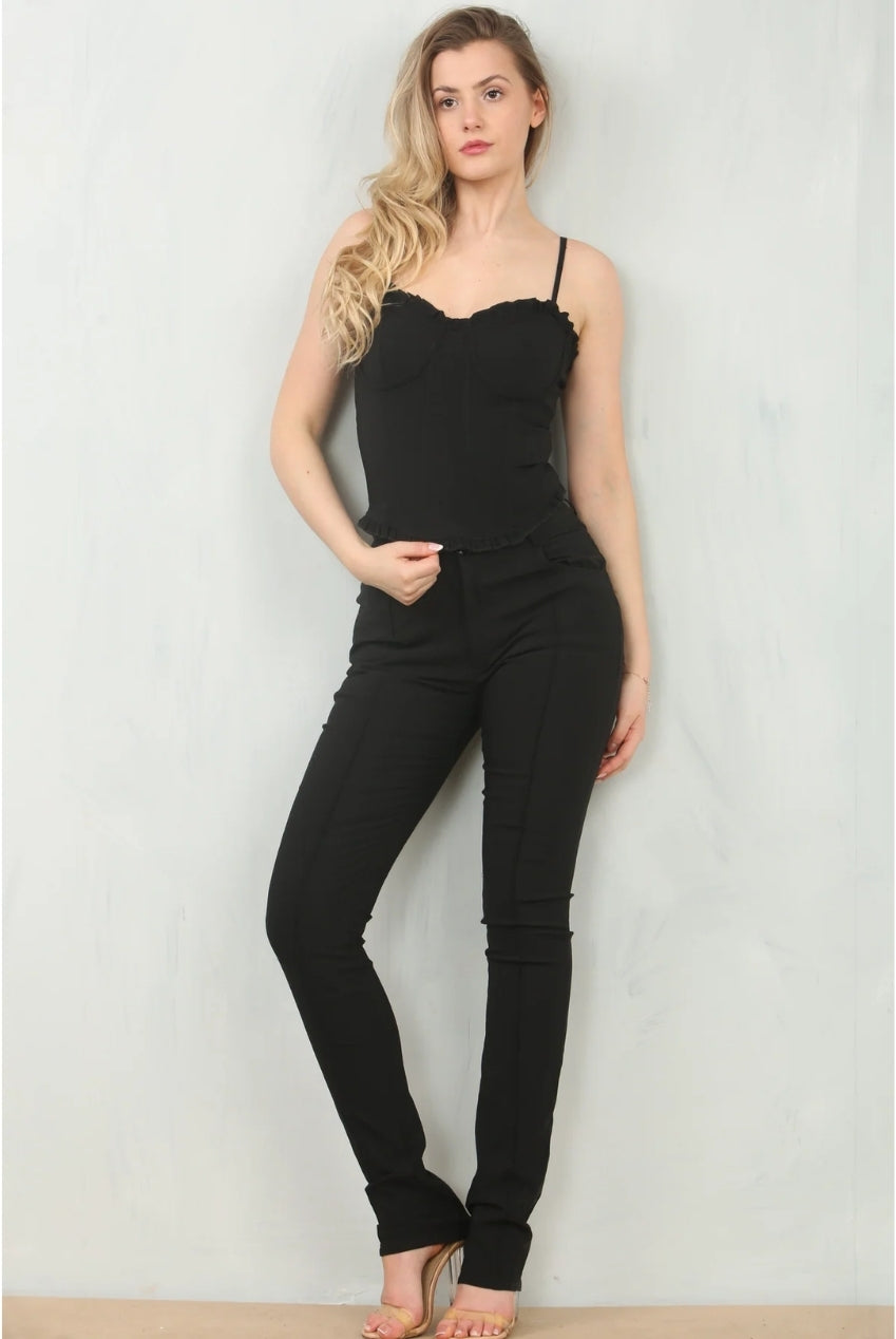 Black Body-Contouring Corset Top AV-S1202-BLACK