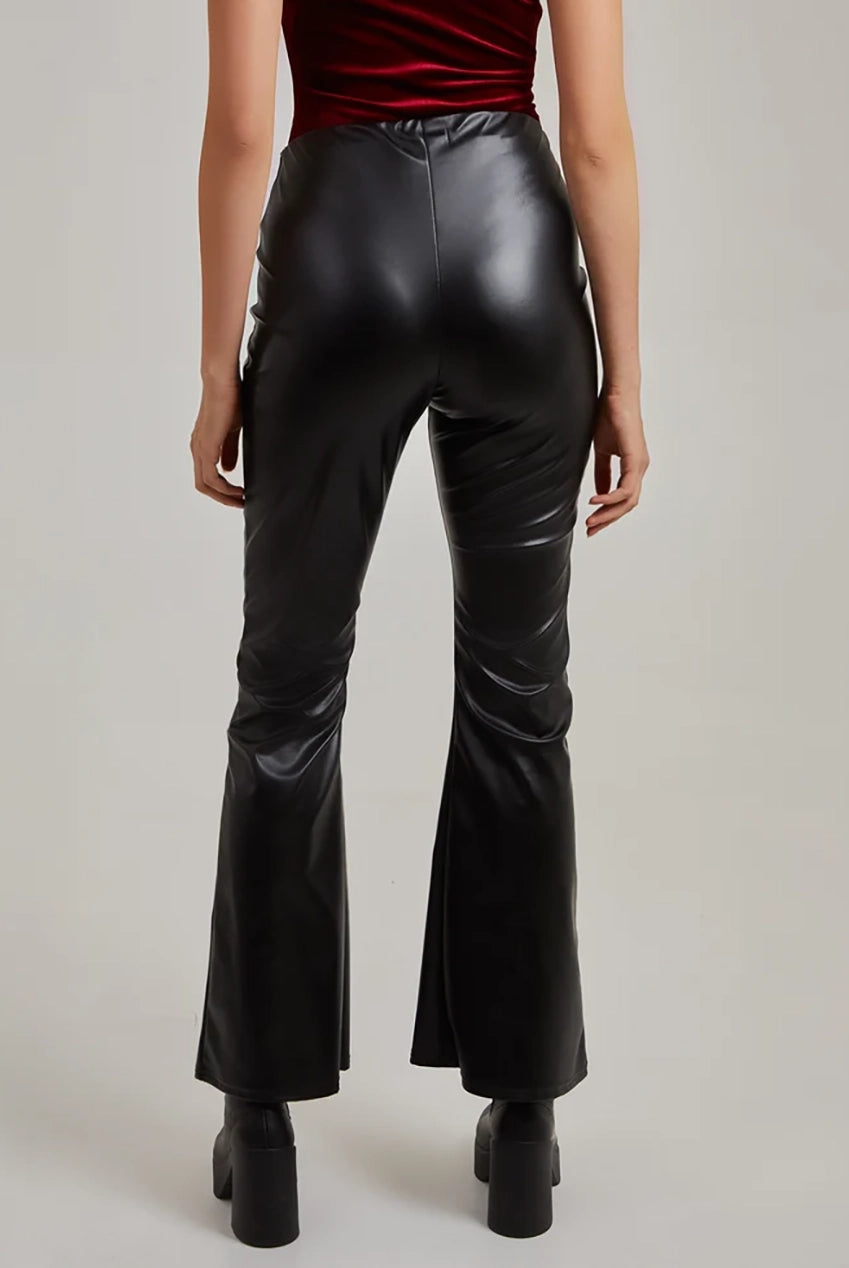 Flare Leather Look Trousers AW22108