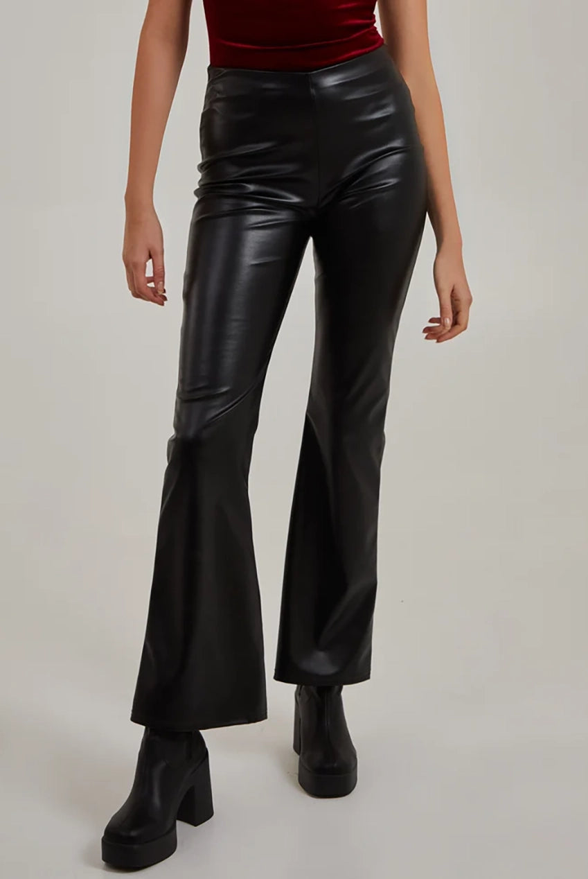 Flare Leather Look Trousers AW22108