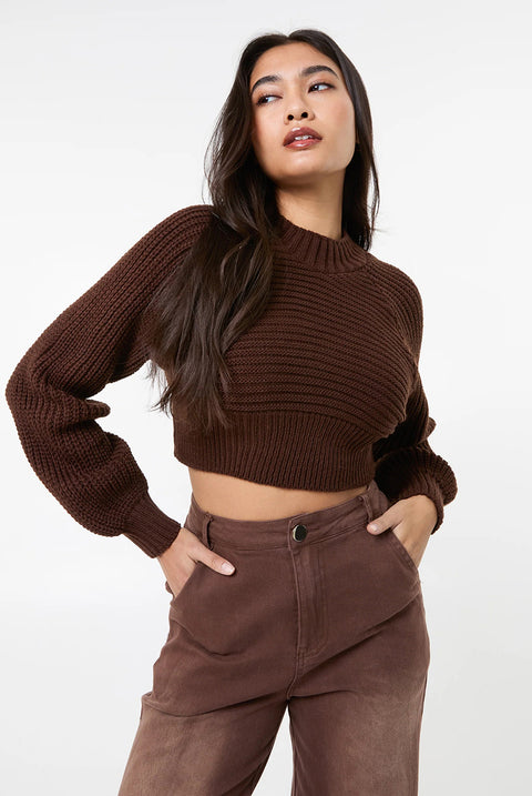 High Neck Knitted Crop Jumper by Pink Vanilla