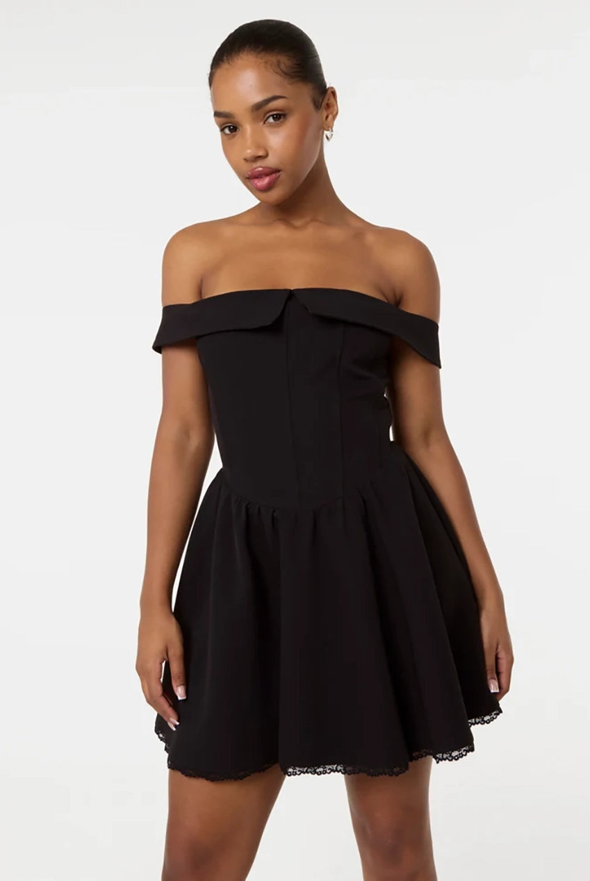 Off The Shoulder Mini Dress With Boning AW25224P003