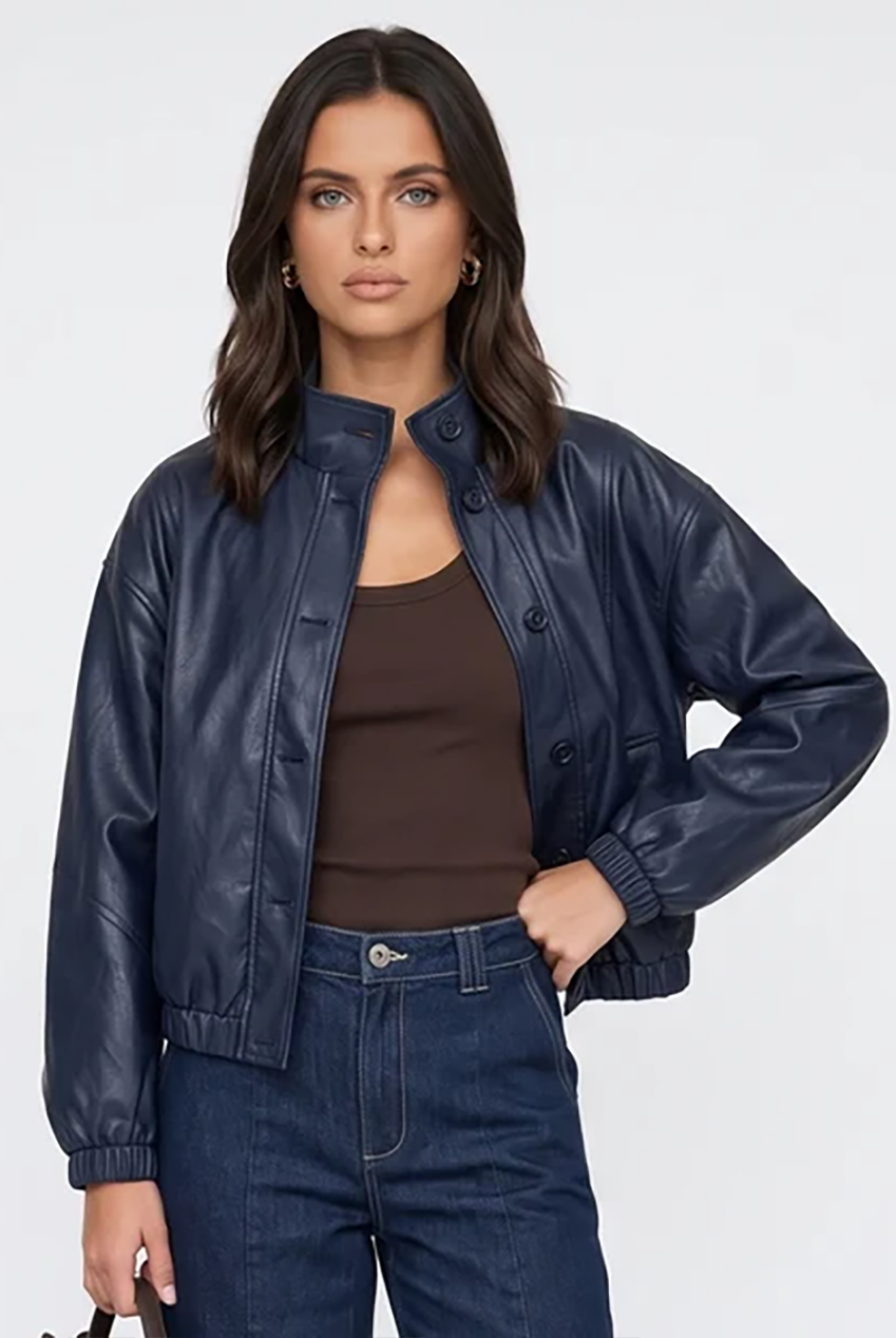 PU Oversized Jacket Navy 40JKT38467