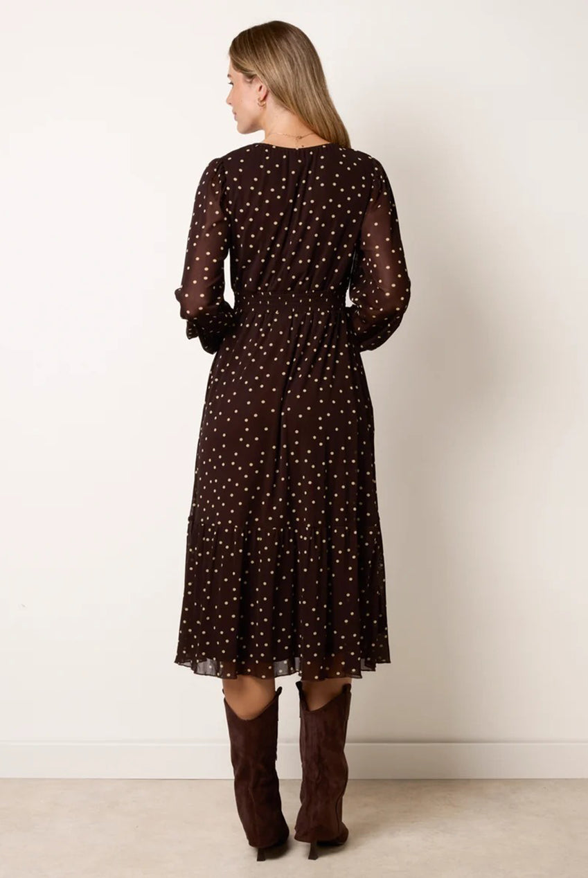 Long Sleeve Polka Dot Mesh Midi Dress AW26048B030