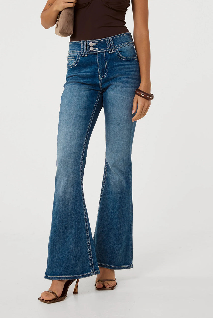 Embellished Butterfly Pocket Flare Jeans AW26054P018