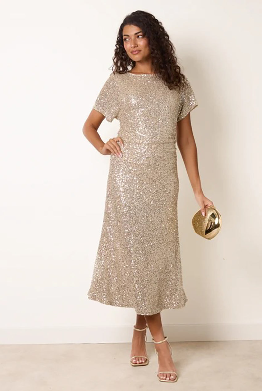 Ruched Midi Sequin Dress AW26074B038