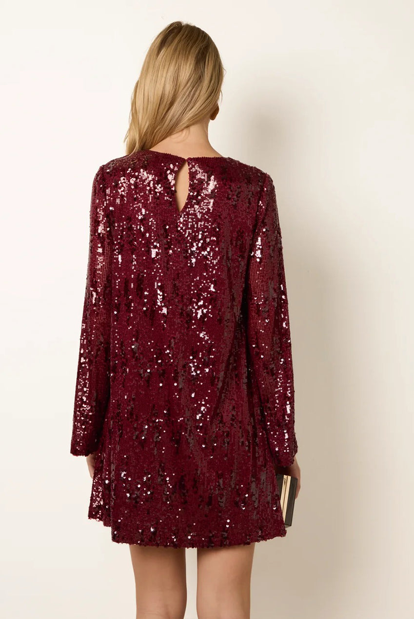 Sequin Swing Flare Sleeve Mini Dress AW26077B034
