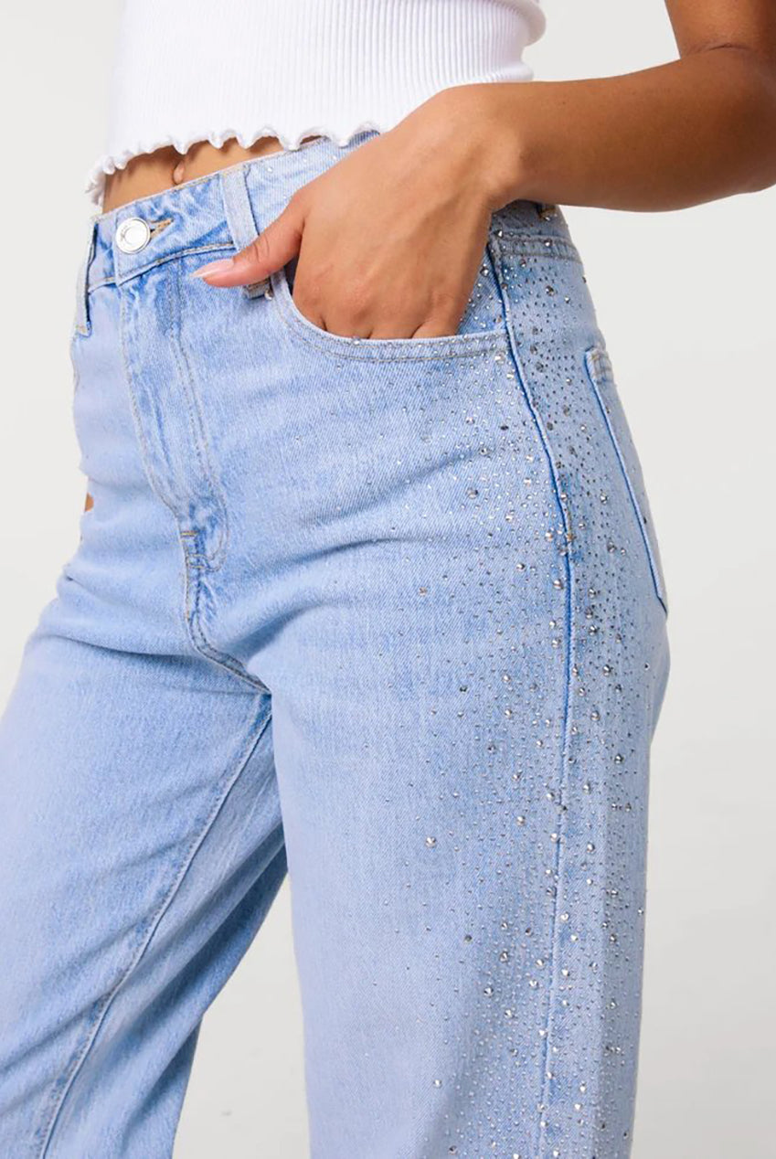 Diamante Side Wide Leg Jeans AW26126P262
