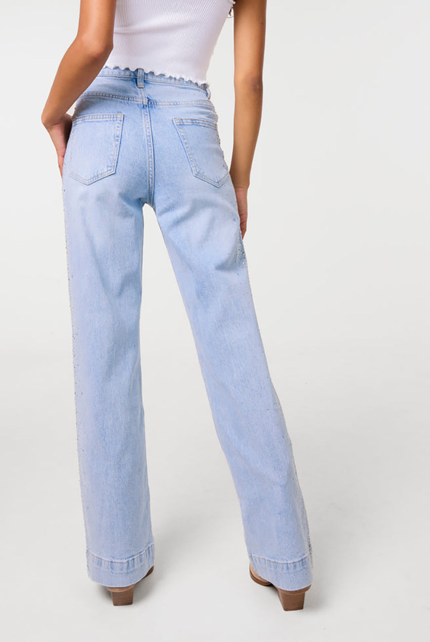 Diamante Side Wide Leg Jeans AW26126P262
