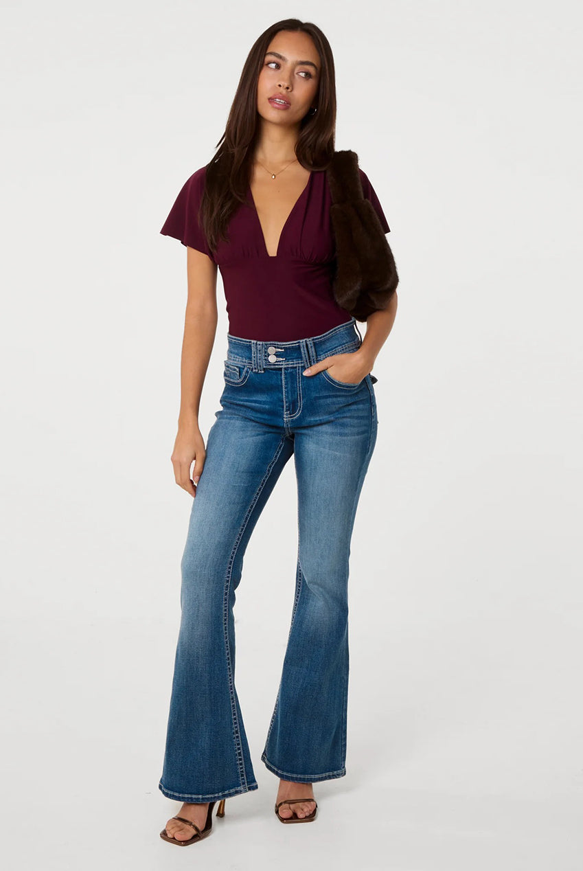 V Neck Grown On Angel Sleeve Top AW26218P090