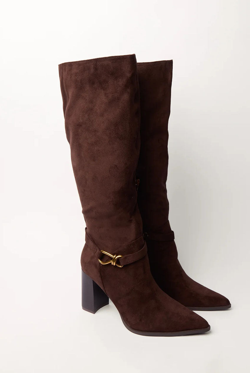 Pointed Toe Buckle Detail Knee High Boots AW26222B025