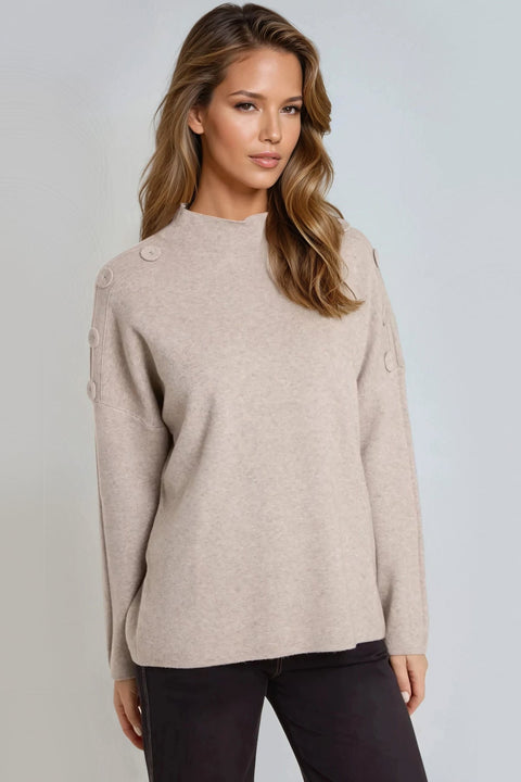 Mocha High Neck Jumper by Aftershock London