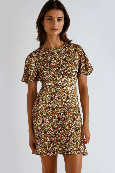 Khaki Animal Print Mini Dress by Aftershock London