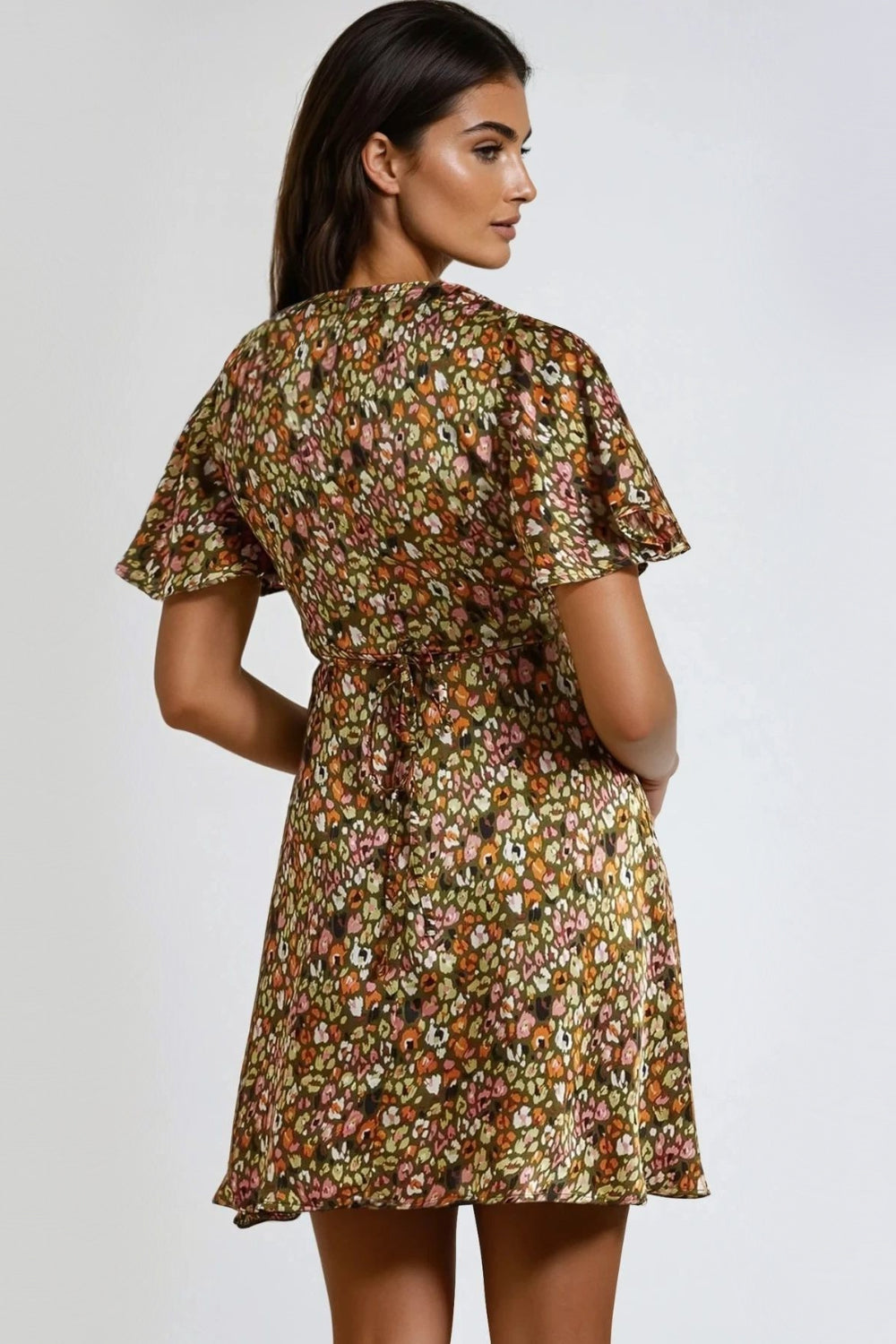 Khaki Animal Print Mini Dress ALNL233917066