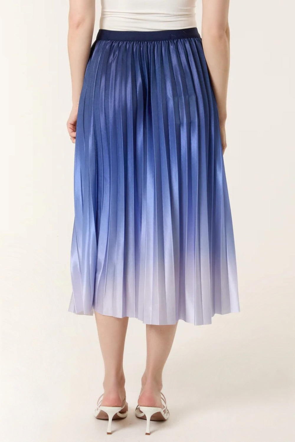 Blue Gradient Pleated Midi Skirt NALL257222008