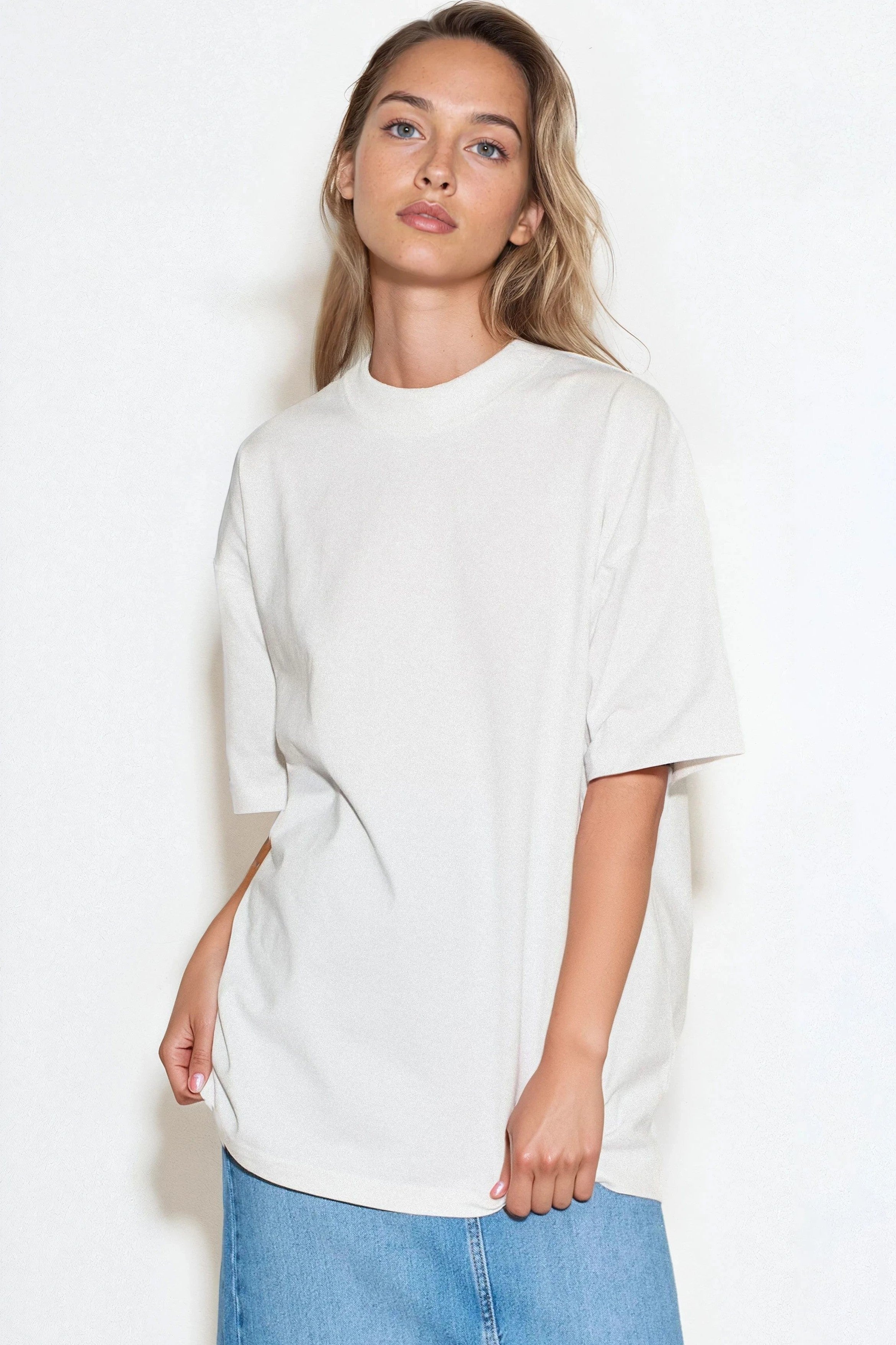White Logo Cotton Oversized T Shirt AL4093LOGO