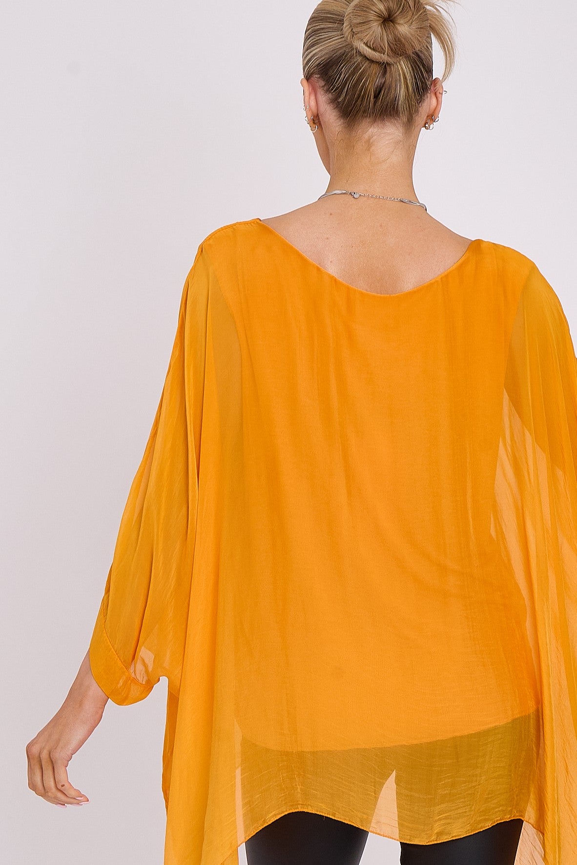 Orange Silk Batwing Sleeve Top Blouse JASMINE