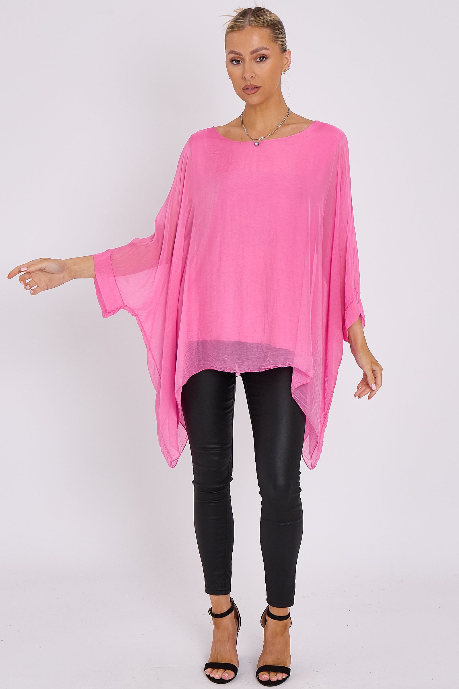 Pink Silk Batwing Sleeve Top Blouse JASMINE