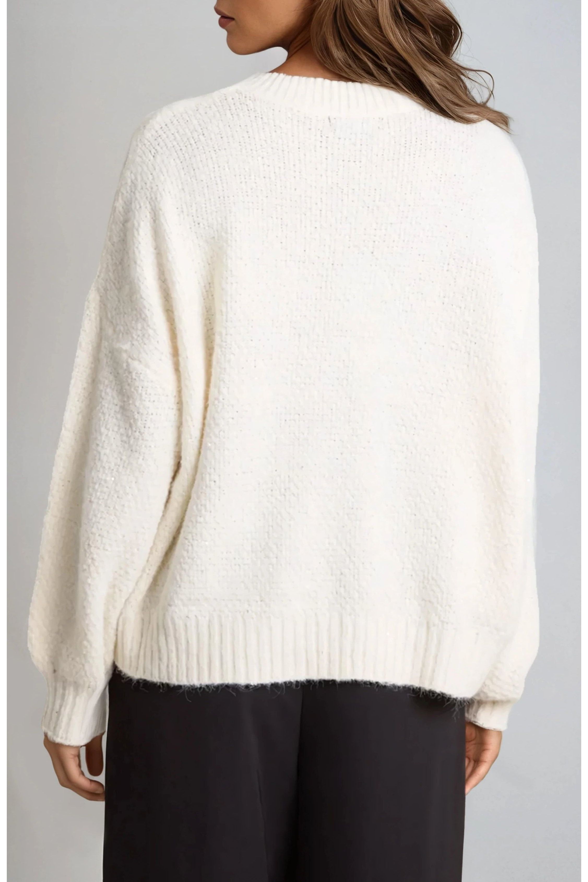 Ivory Textured Knit Crew Neck Jumper ALNL258506014
