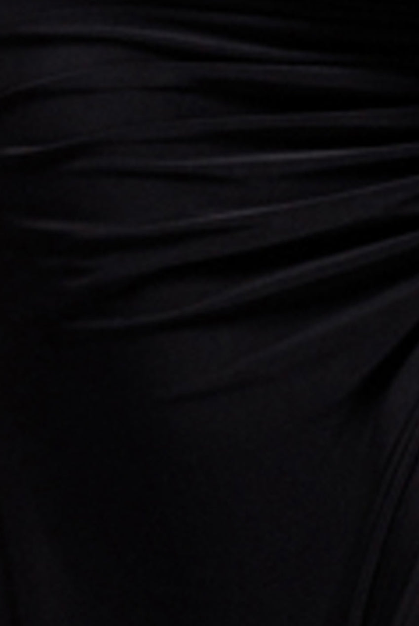 Plain Mesh Long Sleeve Scuba Crepe Peplum Top - Black T228